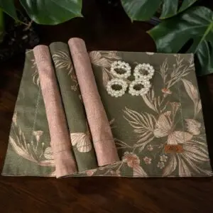 Jogo Americano Impermeável Dupla Face - Verde Borboleta – Mesa Posta Elegante