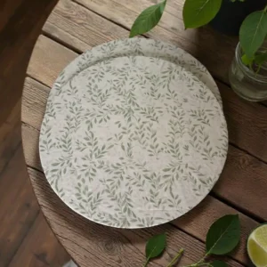 Capa para sousplat em MDF tecido 100% algodão | Sousplat estampa folhas verdes