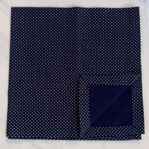 Guardanapo de Tecido 100% Algodão - 42 x 42 Cm - Cor Marinho com poá